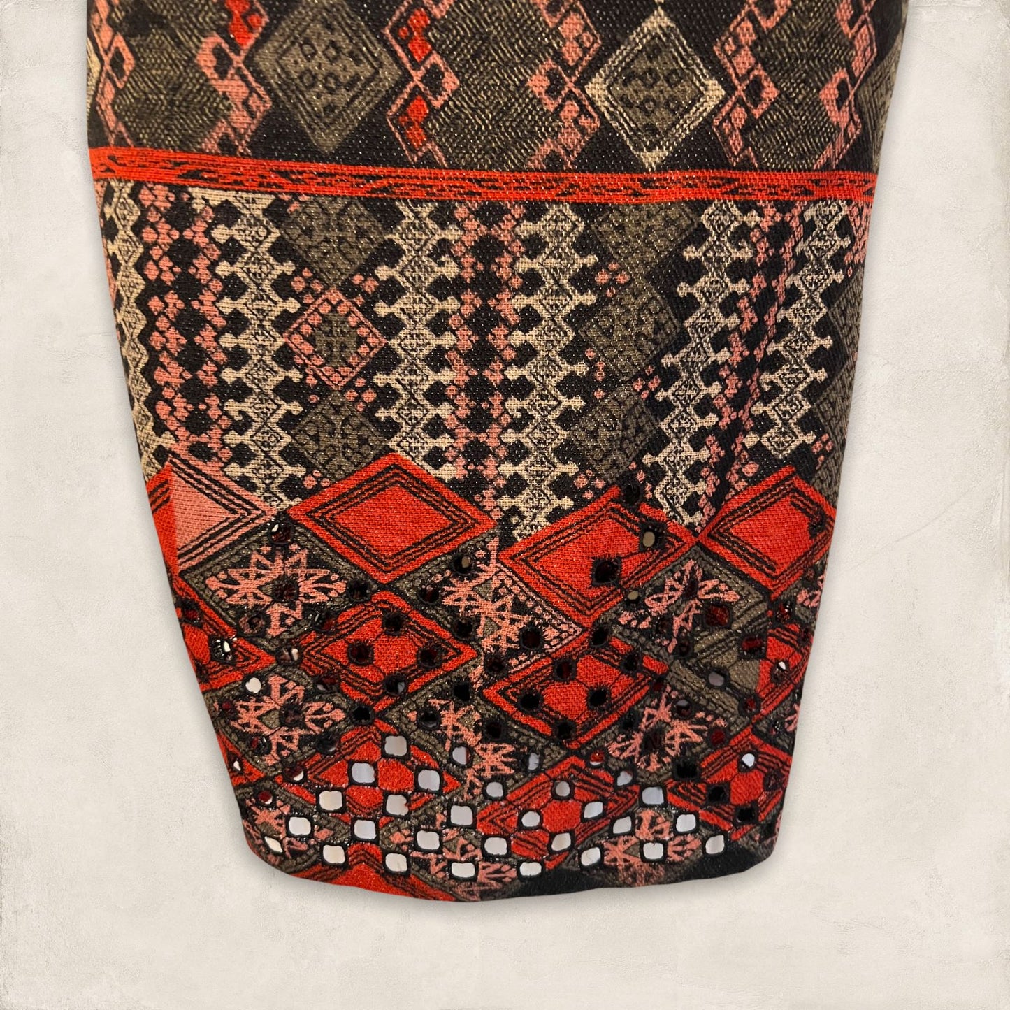 Bazar Christian Lacroix Vintage Black & Red Cut Out Wool Pencil Skirt UK 6 US 2 EU 34 Timeless Fashions