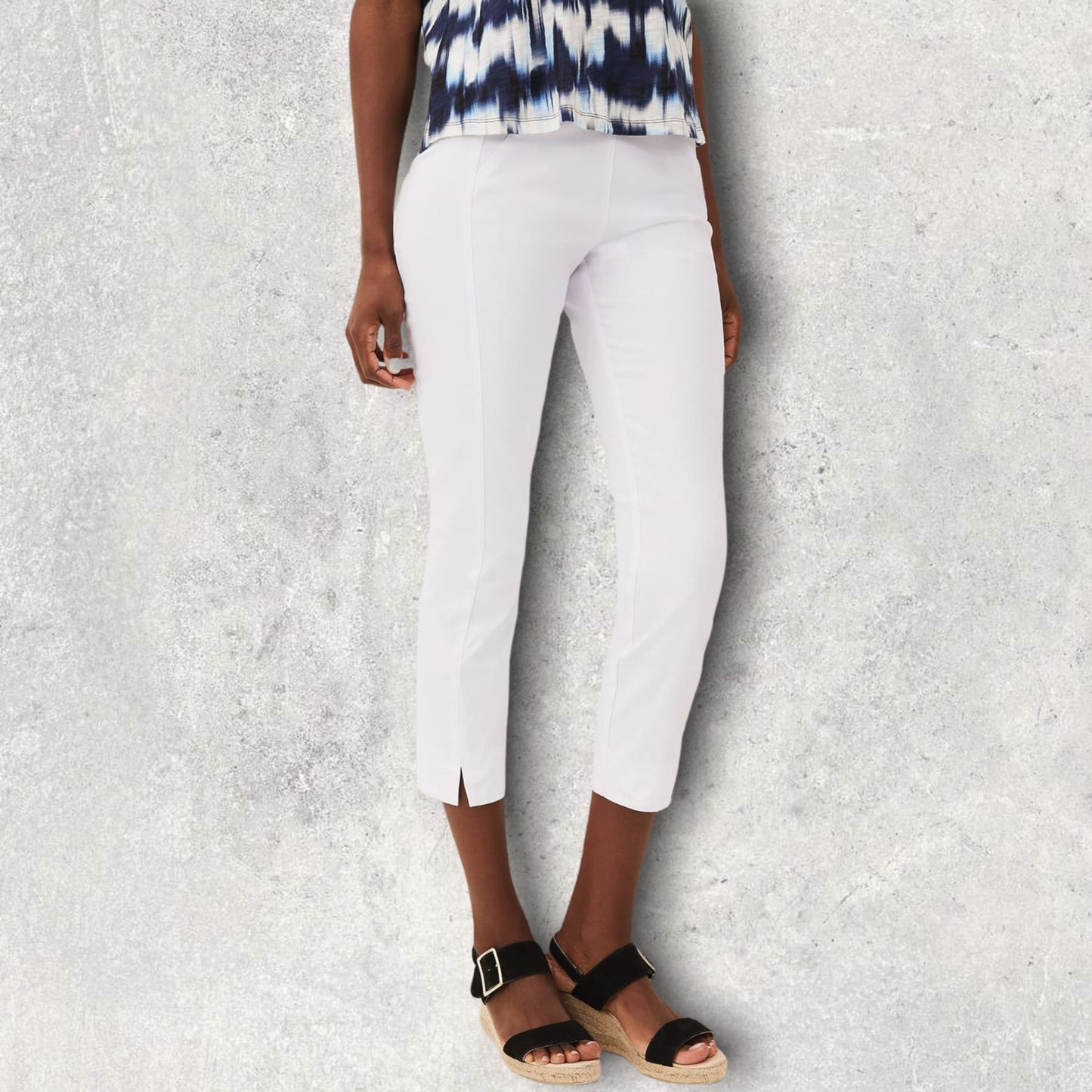 Libra White Cotton Summer Cropped Trousers UK 10 US 6 EU 38 Timeless Fashions