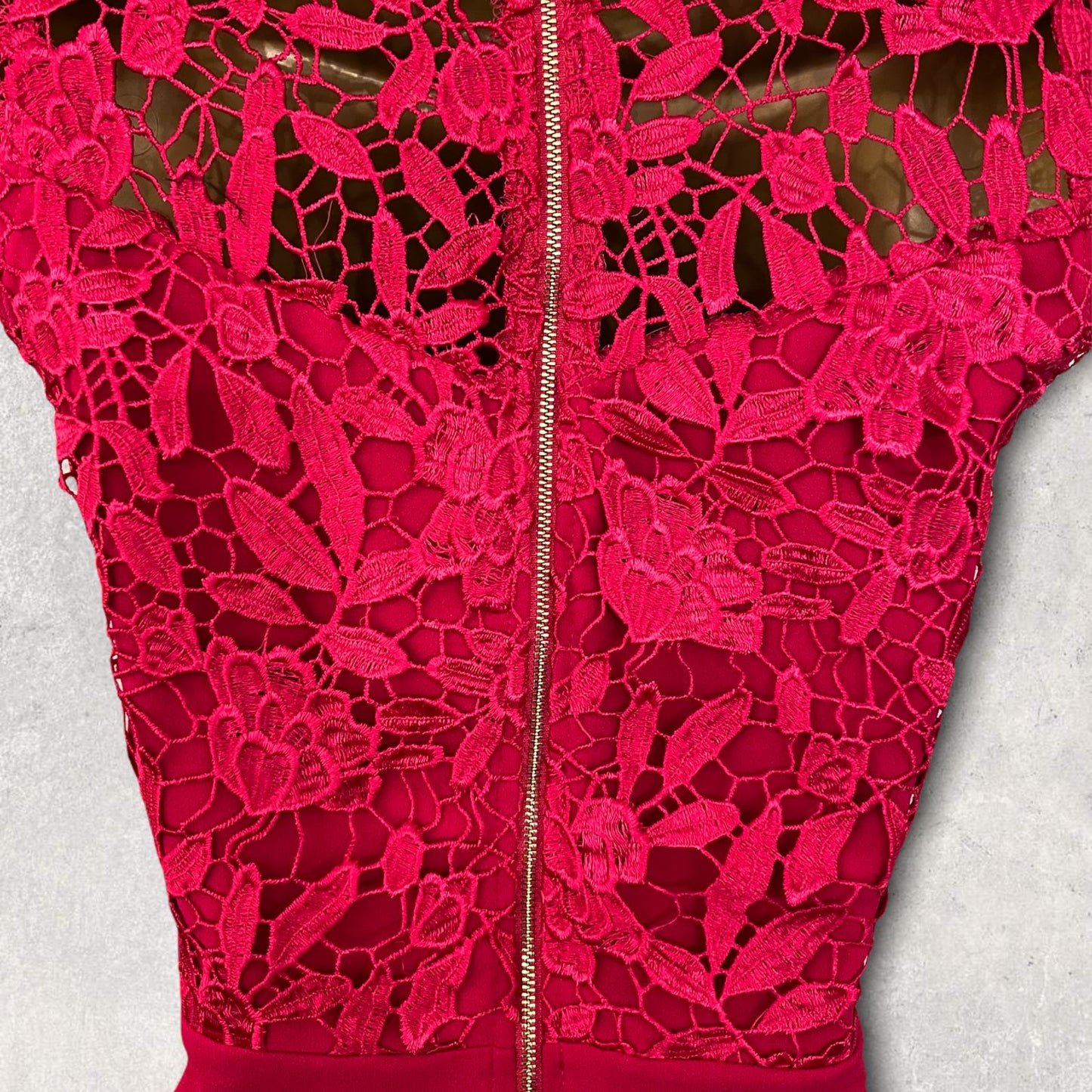 Coast Cerise Pink Crepe, Lace Bodice Pencil Dress UK 10 US 6 EU 38 Timeless Fashions