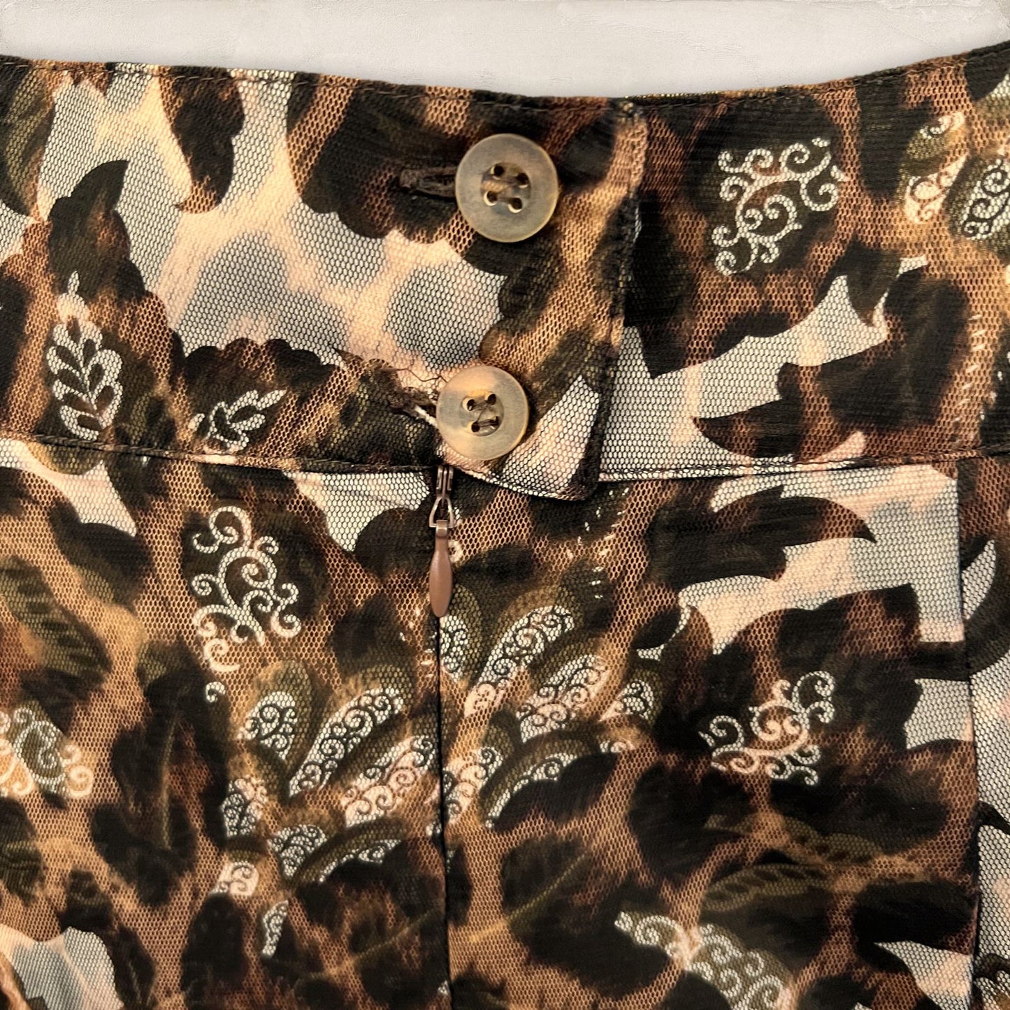 Sportmax Max Mara Vintage Brown Floral Mesh Mini Skirt UK 10 US 6 EU 38 IT 42 Timeless Fashions