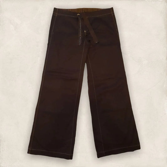 Diesel Deston Pants Brown Cotton Low Rise Flared Work Pants UK 14 US 10 EU 42 - Timelessfashions