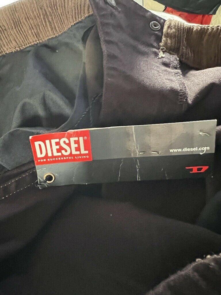 Diesel Deston Pants Brown Cotton Low Rise Flared Work Pants UK 14 US 10 EU 42 - Timelessfashions