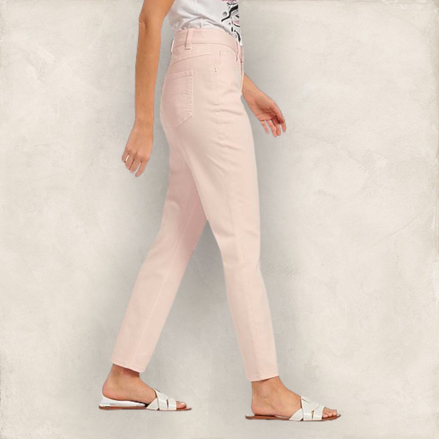 Gerard Darel Women's Pale Pink Slim Leg Ankle Grazer Stretch Jeans UK 16 US 12 EU 44 Timeless Fashions
