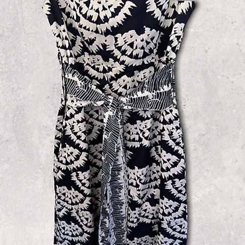Monsoon Navy Blue & White Cotton Mix Sleeveless Summer Dress UK 10 US 6 EU 38 Timeless Fashions