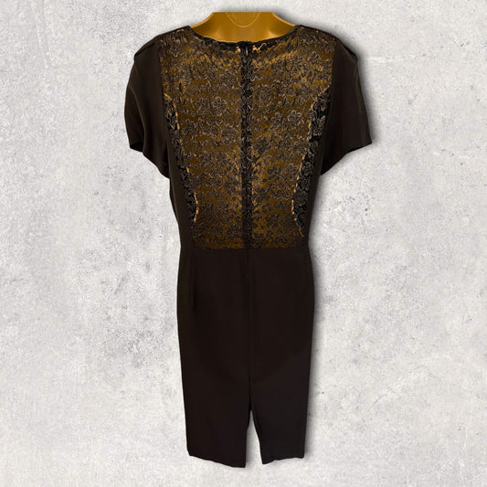 Gerard Darel Black Lace Short Sleeve Pencil Dress UK 16 US 12 EU 44 Timeless Fashions