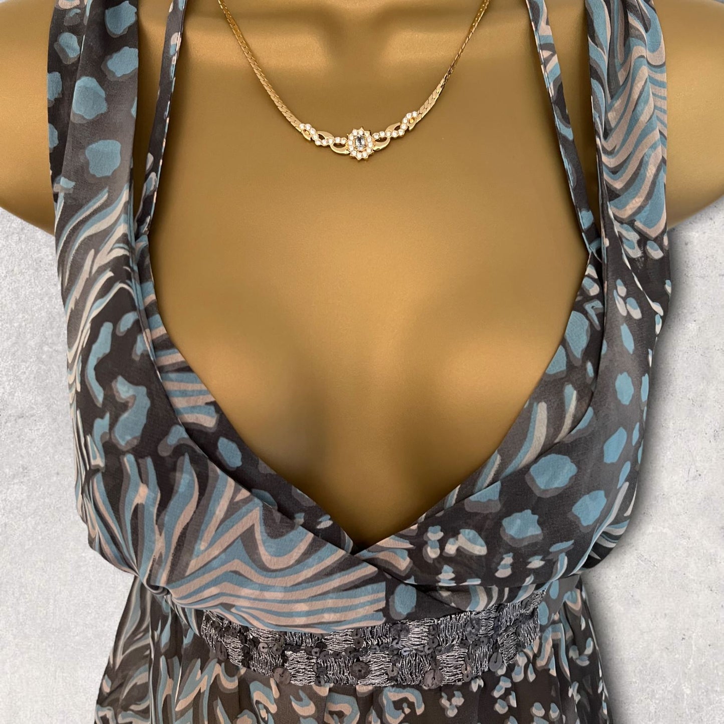 Phard Blue & Grey Chiffon Cami Top Size M Approx UK 8/10 US 4/6 EU 36/38 Timeless Fashions