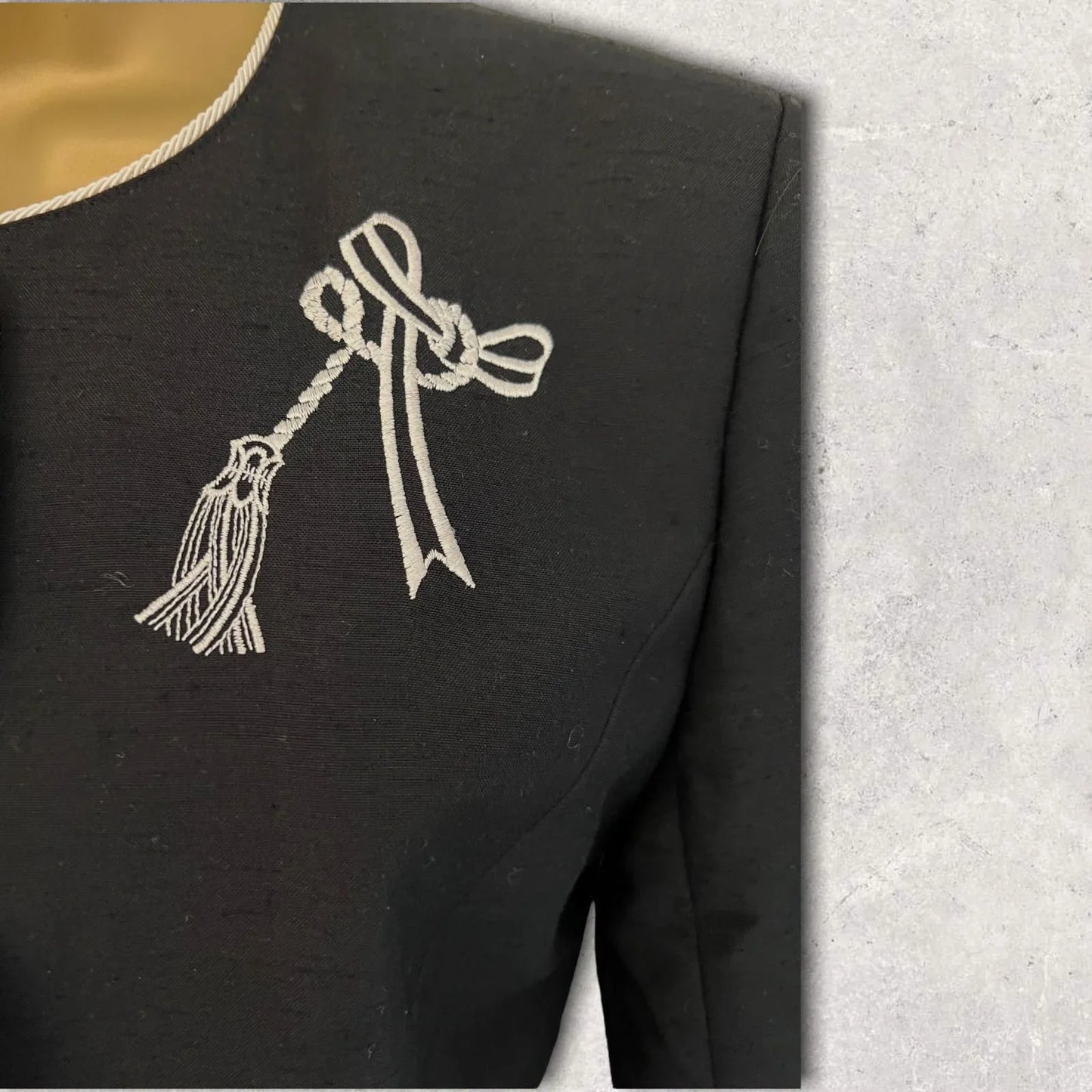 Country Casuals Vintage Black Embroidered Summer Jacket UK 8 US 4 EU 36 - Timelessfashions