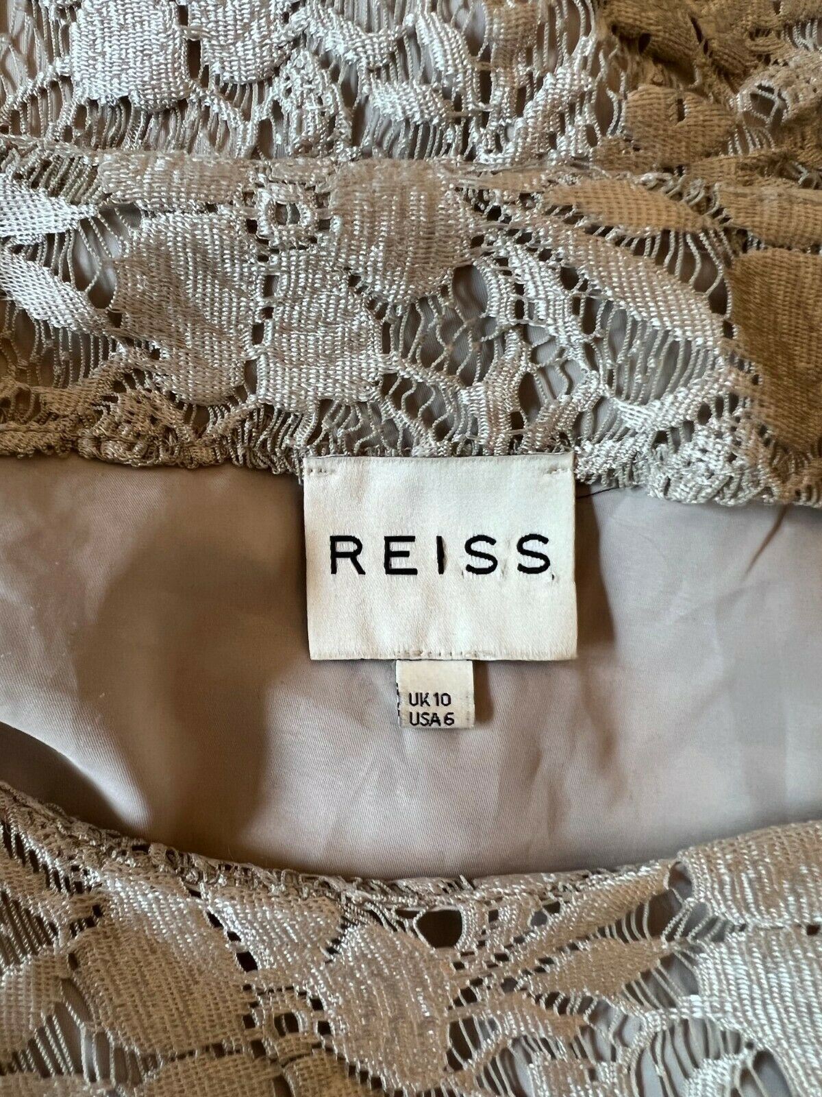 Reiss Donatella Champagne Lace Bodycon Dress UK 10 RRP £189 Timeless Fashions