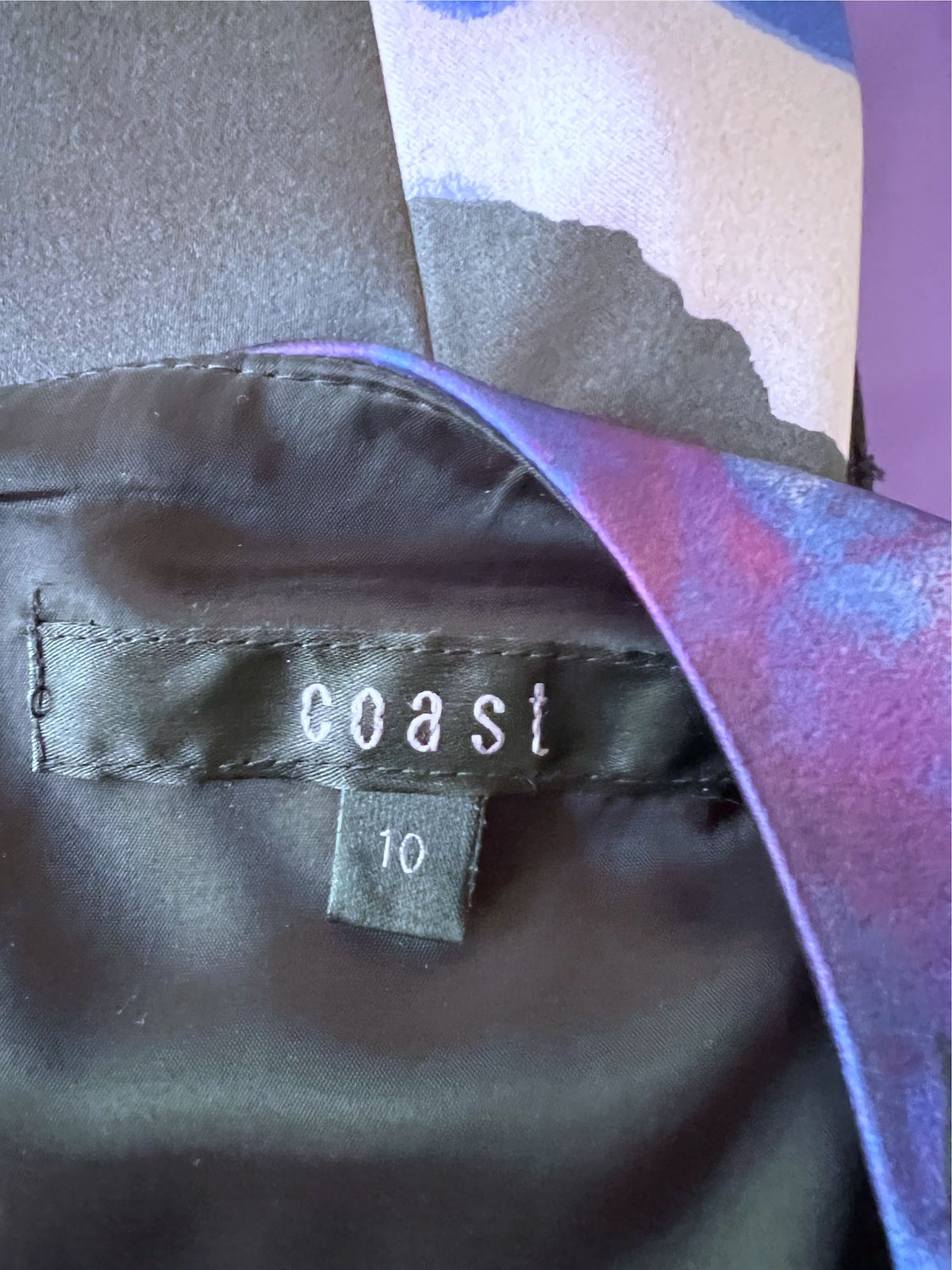 Coast Black & Blue Floral Satin Sleeveless Dress UK 10 US 6 EU 38 Timeless Fashions