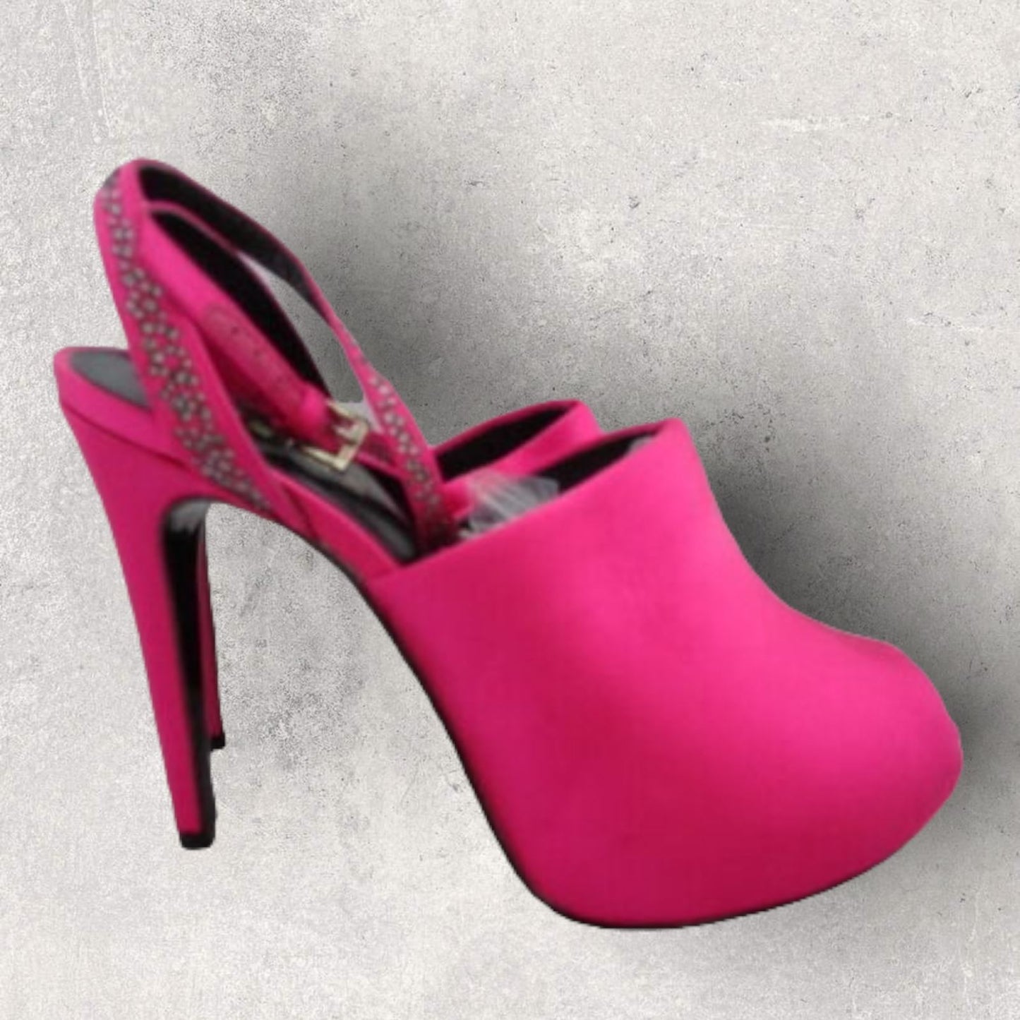 Reiss Ladies Fuschia Pink Satin Stiletto Crystal Peep Toe Shoes UK 6 Timeless Fashions