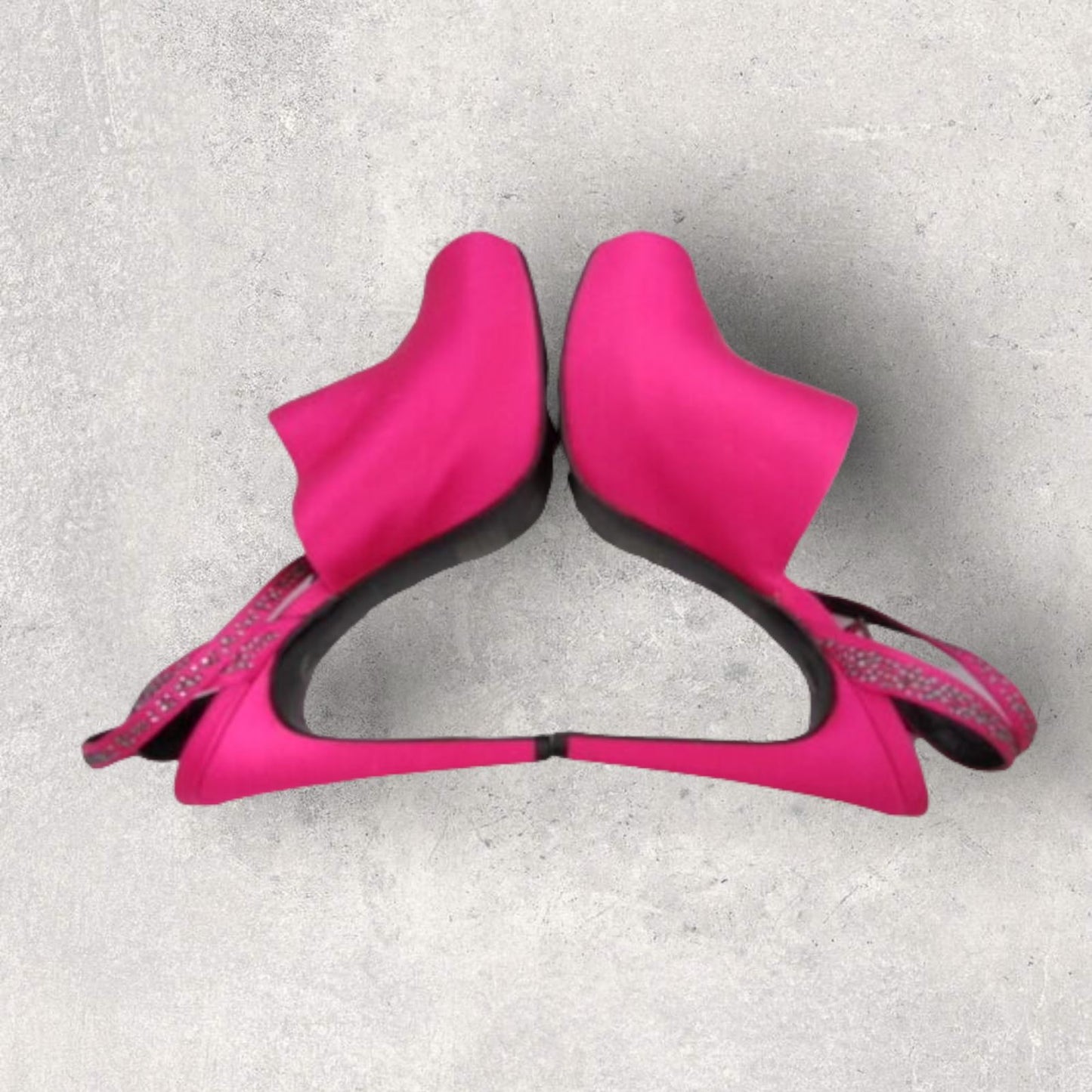 Reiss Ladies Fuschia Pink Satin Stiletto Crystal Peep Toe Shoes UK 6 Timeless Fashions