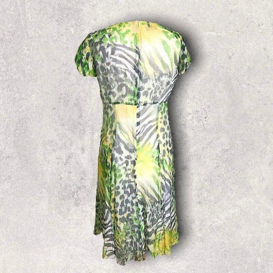 Gerry Weber Grey Lemon Embroidered Beaded Silk Empire Dress UK 18 US 14 EU 46 - Timelessfashions