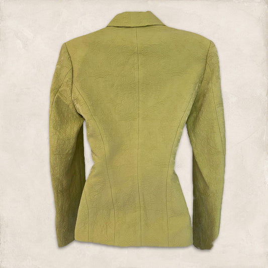 Karen Millen Lime Green Wool Mix Textured Shimmer Jacket UK 8 US 4 EU 36 Timeless Fashions