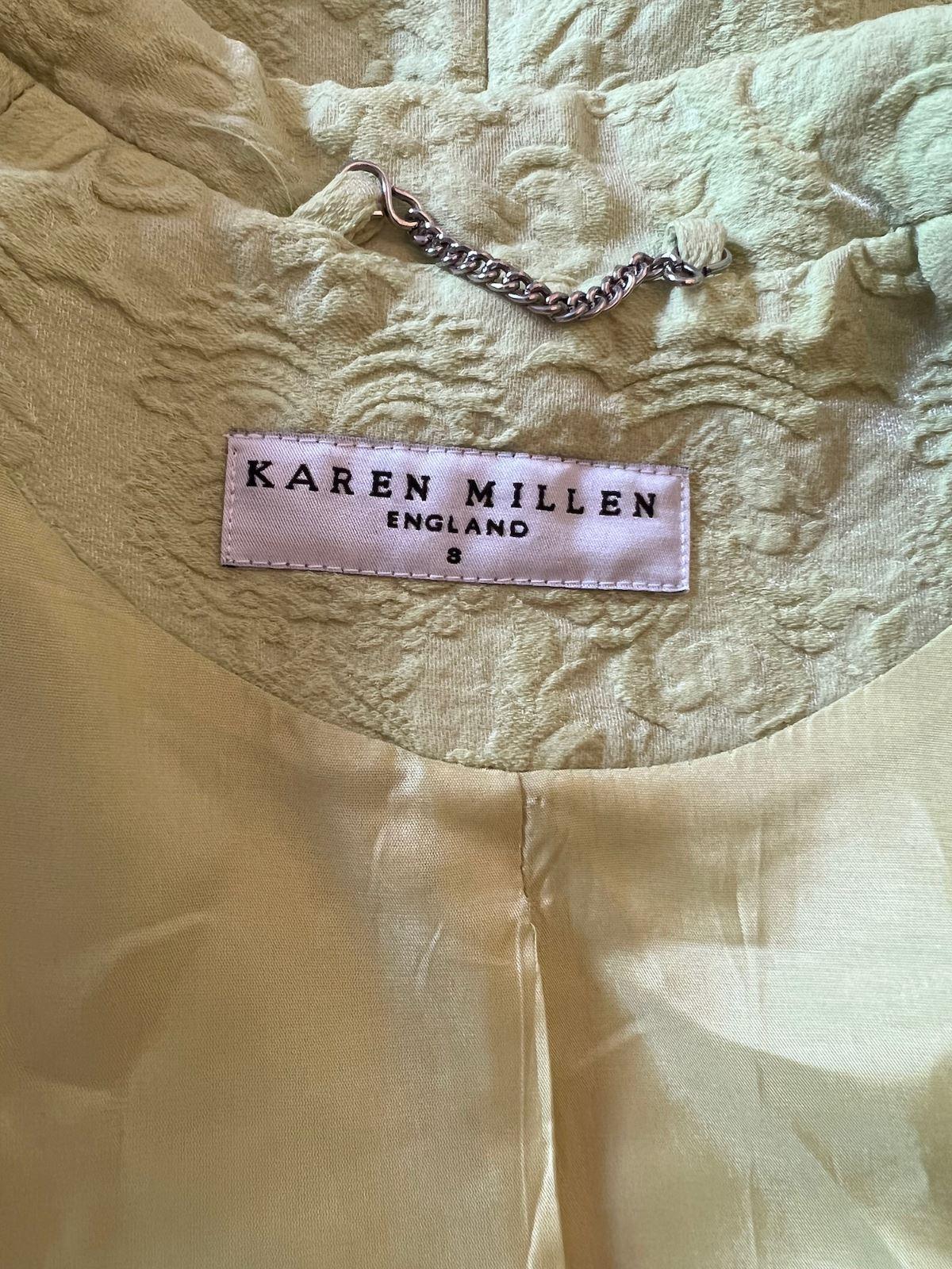 Karen Millen Lime Green Wool Mix Textured Shimmer Jacket UK 8 US 4 EU 36 - Timelessfashions