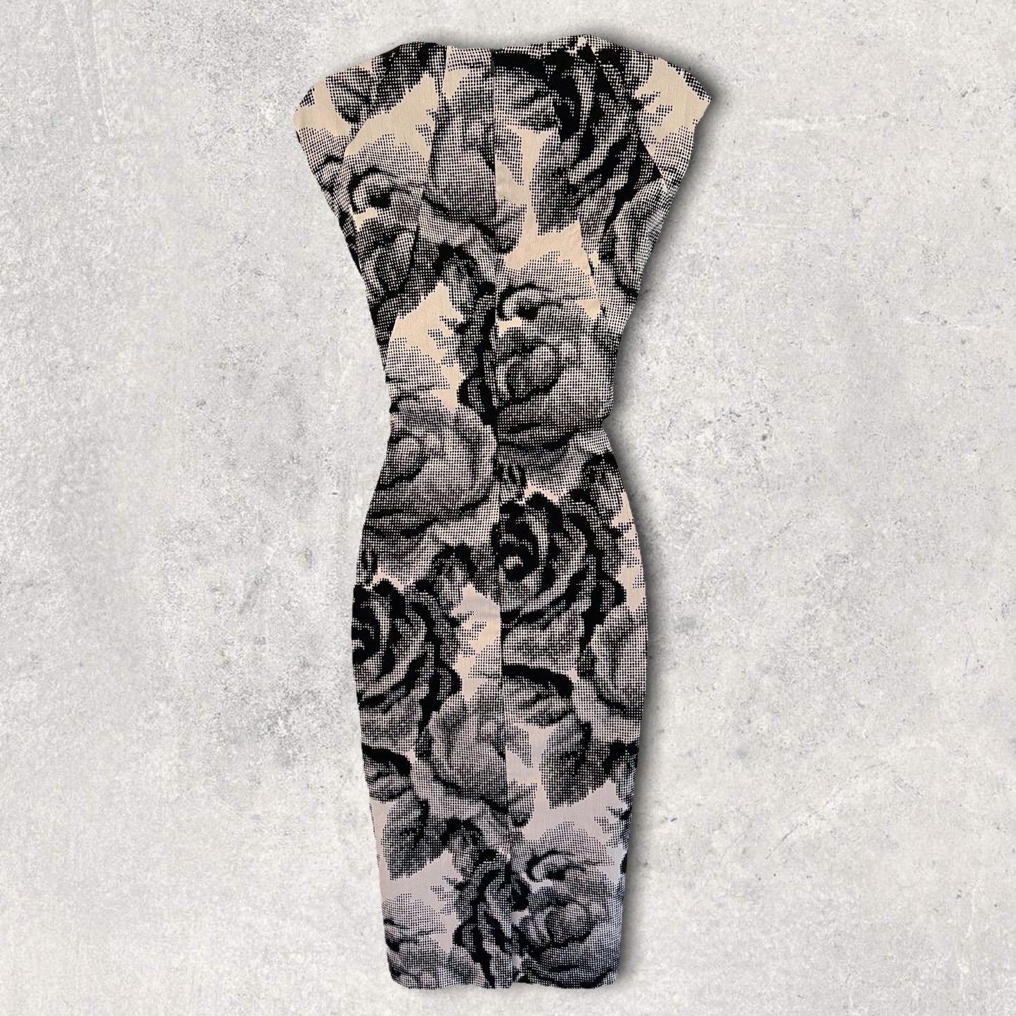 Phase Eight Black & White Mono Floral Stretch Bodycon Dress UK 10 US 6 EU 38 Timeless Fashions