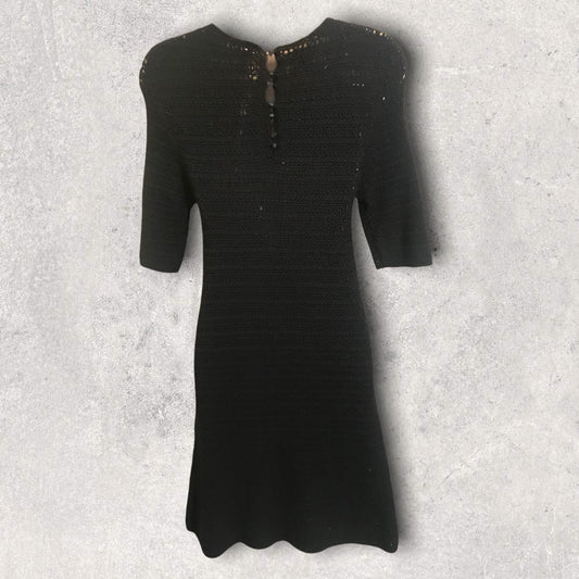 By Malene Birger Black Wool Crochet Jumper Dress Size S UK 10 US 6 EU 38 Timeless Fashions