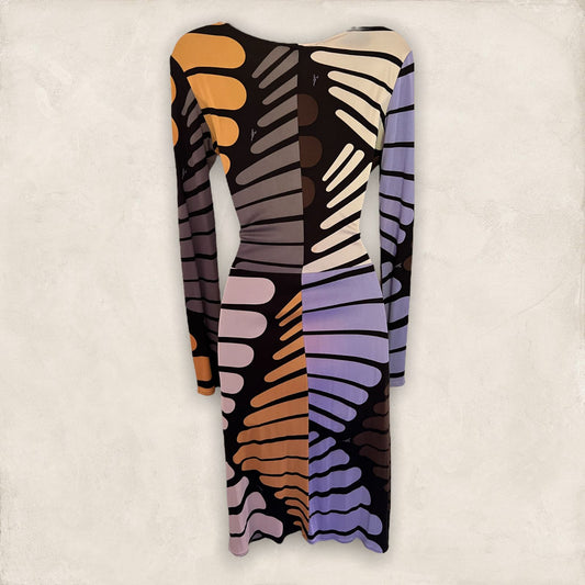 Issa London Women's Multicoloured Silk Jersey Long Sleeve Twist Dress UK 10 US 6 EU 38 Timeless Fashions