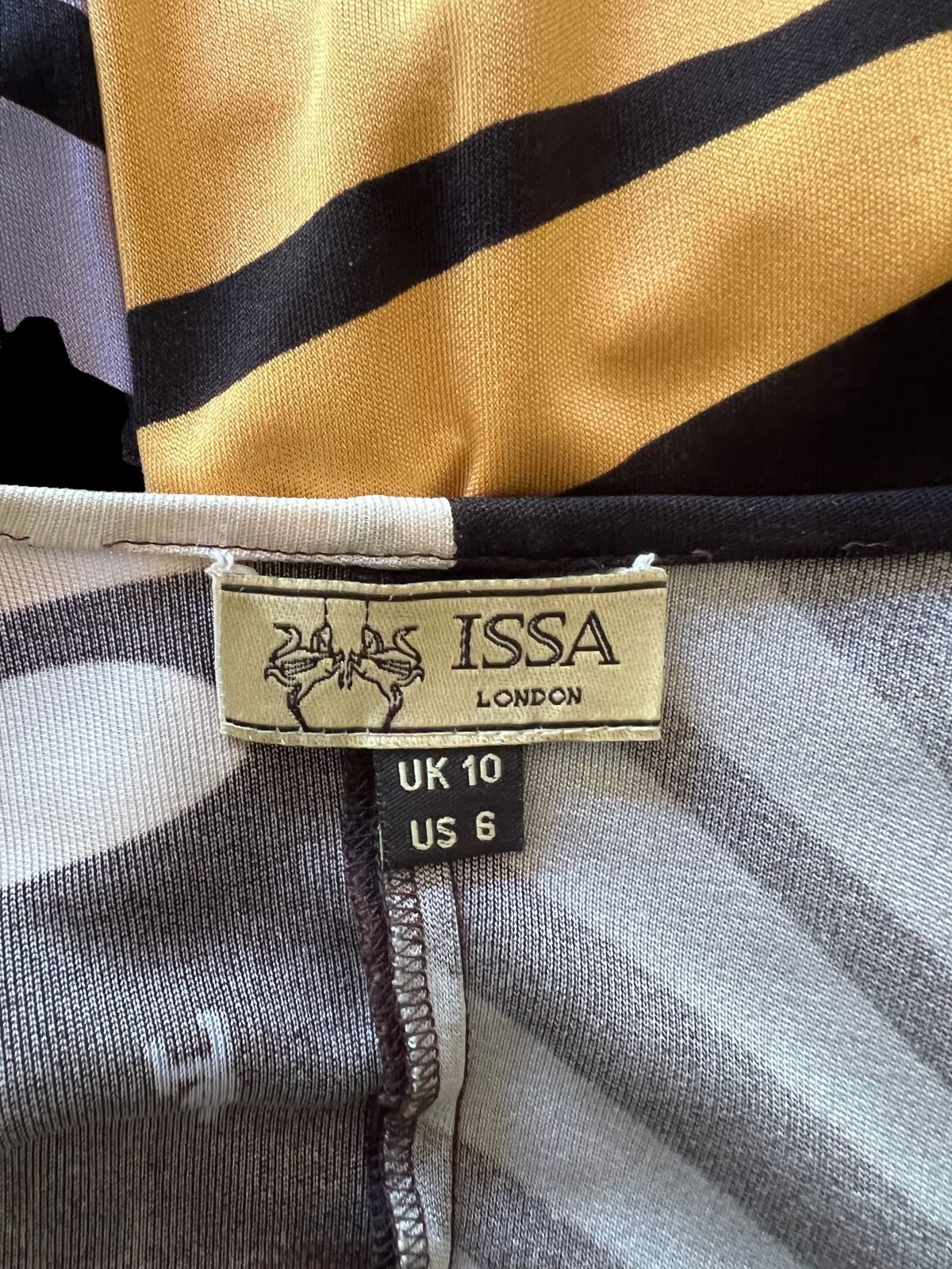 Issa London Women's Multicoloured Silk Jersey Long Sleeve Twist Dress UK 10 US 6 EU 38 Timeless Fashions