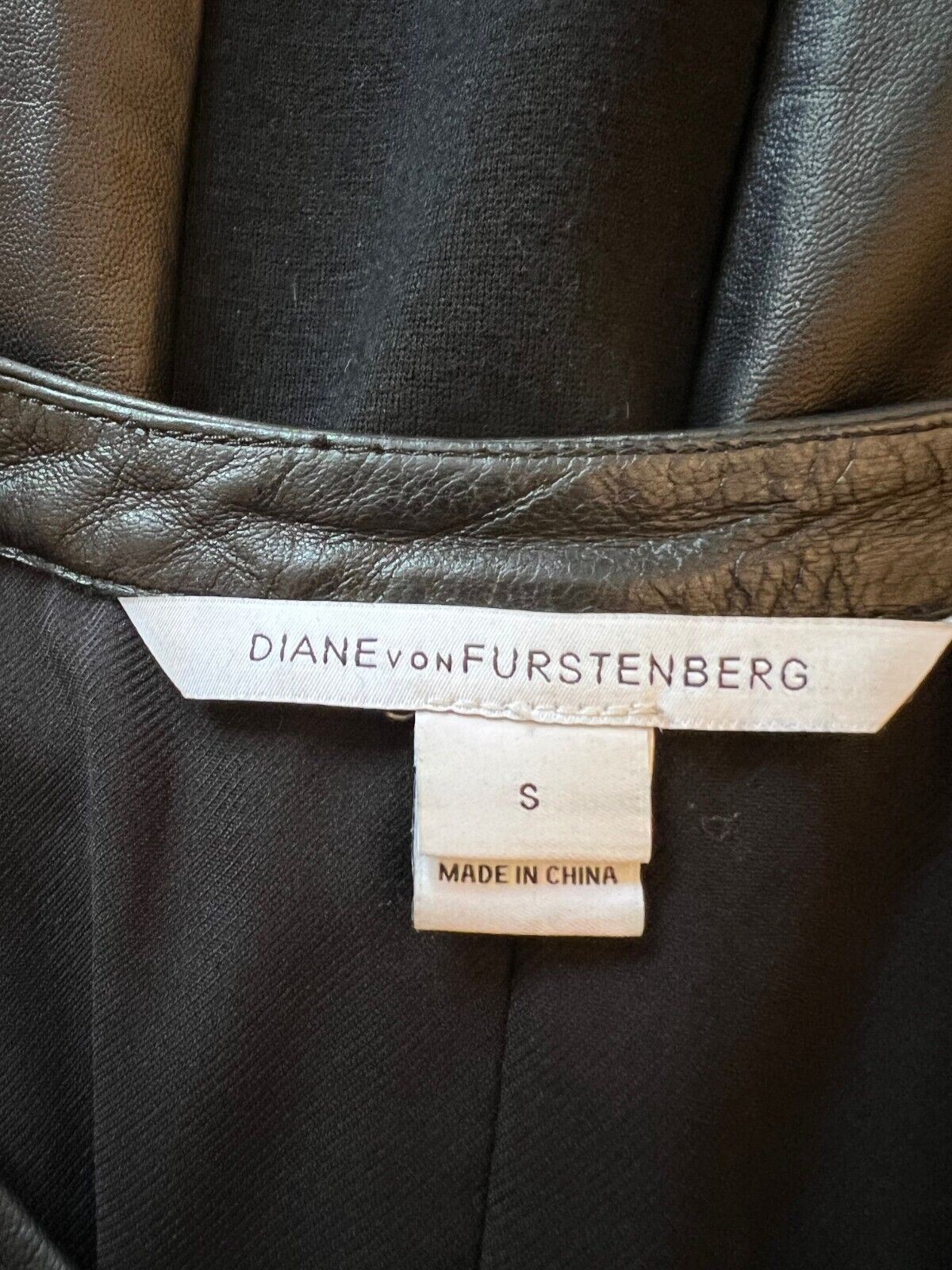 Diane von Furstenberg Womens Black Ellie Leather Dress UK 10 US 6 EU 38 Timeless Fashions