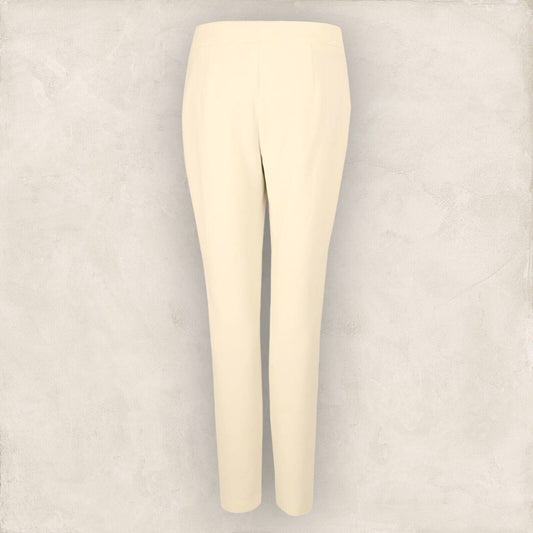 Marie Mero Cream Ladies Zip Pockets Tapered Stretch Trousers UK 16 US 12 EU 44 Timeless Fashions