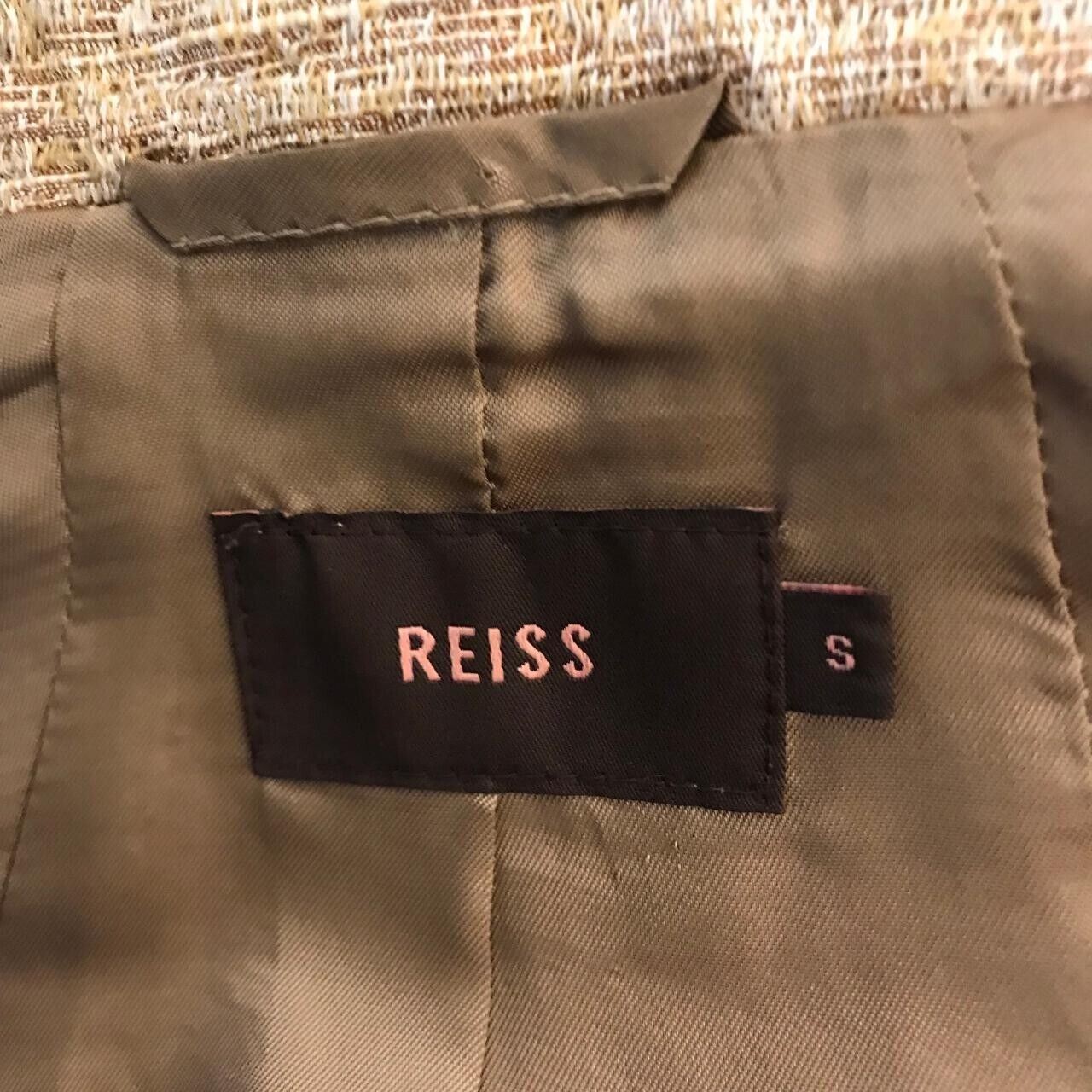 Reiss Cuba Gold Cotton Rich Short Box Jacket Size S UK 8/10 US 4/6 EU 36/38 Timeless Fashions