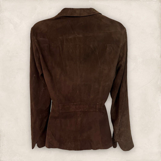 CN Vintage Butter Soft Chocolate Suede Jacket Size XS Approx UK 12 US 8 EU 40 Timeless Fashions