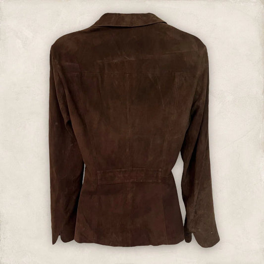 CN Vintage Butter Soft Chocolate Suede Jacket Size XS Approx UK 12 US 8 EU 40 - Timelessfashions