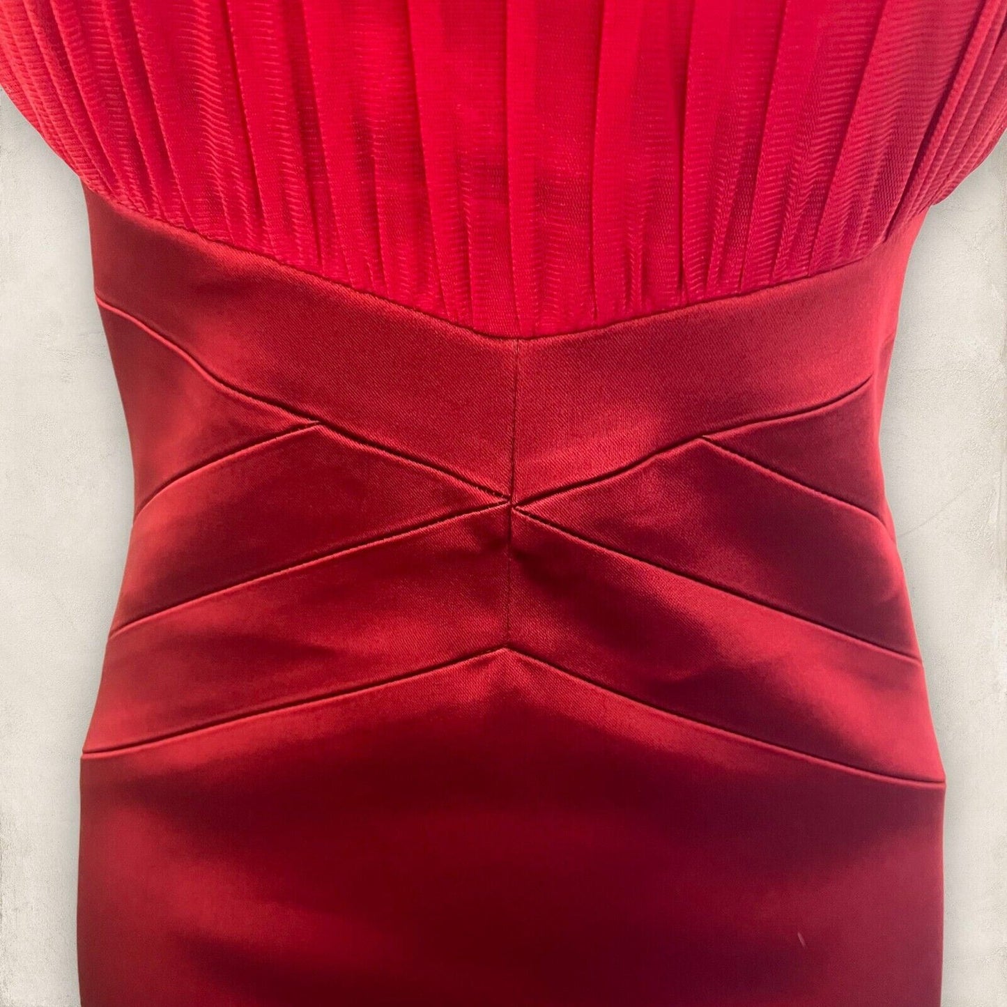 Jax Red Satin & & Mesh Ruched Bodice Cocktail Dress UK 12 US 8 EU 40 Timeless Fashions