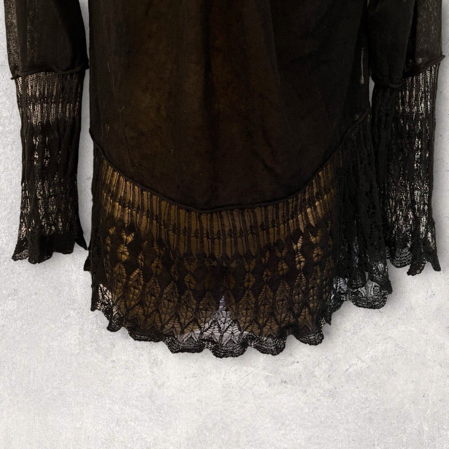 Noa Noa Black Lacy Fine Knit Top UK 12 EU 40 US 8 Timeless Fashions