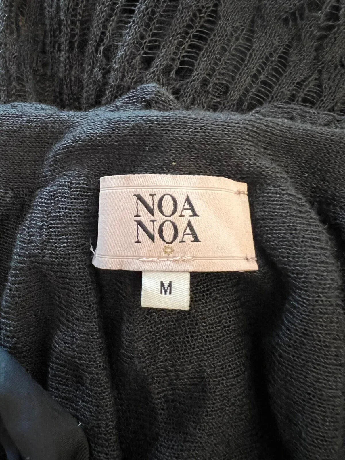 Noa Noa Black Lacy Fine Knit Top UK 12 EU 40 US 8 - Timelessfashions