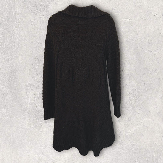 Elisa Cavaletti Charcoal Grey Wool Cable Knit Chunky Cardigan UK 10/12 US 6/8 EU 38/40 Timeless Fashions