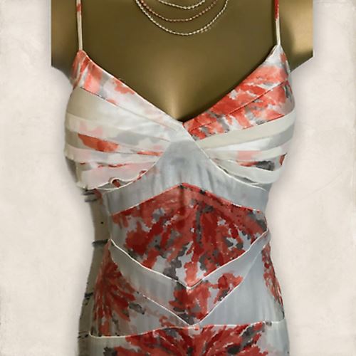 Amanda Wakeley Womens Ivory & Peach Satin & Chiffon Summer Dress UK 8 US 4 EU 36 Timeless Fashions