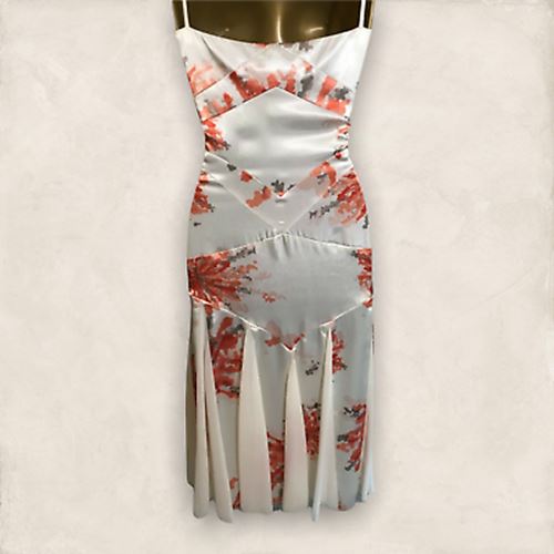 Amanda Wakeley Womens Ivory & Peach Satin & Chiffon Summer Dress UK 8 US 4 EU 36 Timeless Fashions