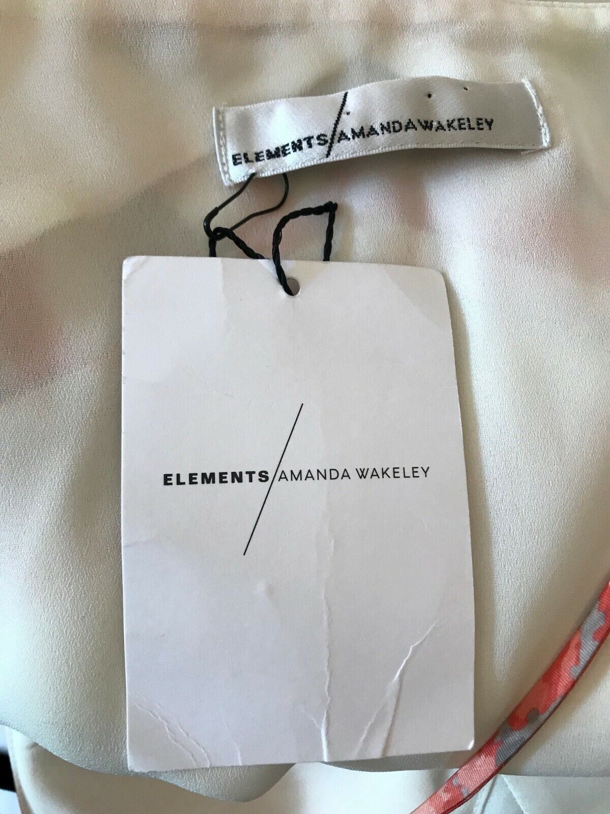 Amanda Wakeley Womens Ivory & Peach Satin & Chiffon Summer Dress UK 8 US 4 EU 36 Timeless Fashions