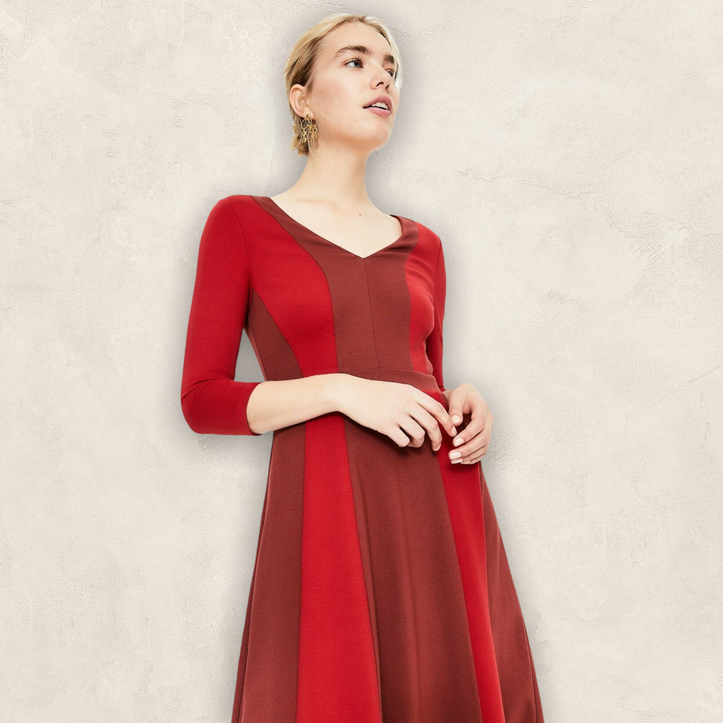 Boden Red & Maroon Erin Ponte Dress UK 8 US 4 EU 36 Timeless Fashions