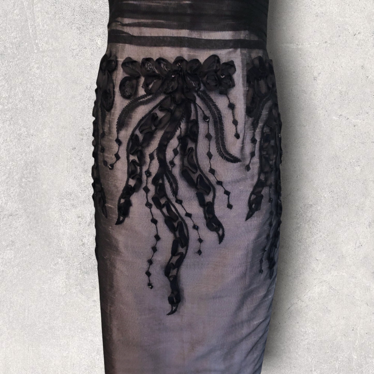 Condici Black Mesh & Grey Wild Silk Dress & Bolero UK 10 US 6 EU 38 Timeless Fashions