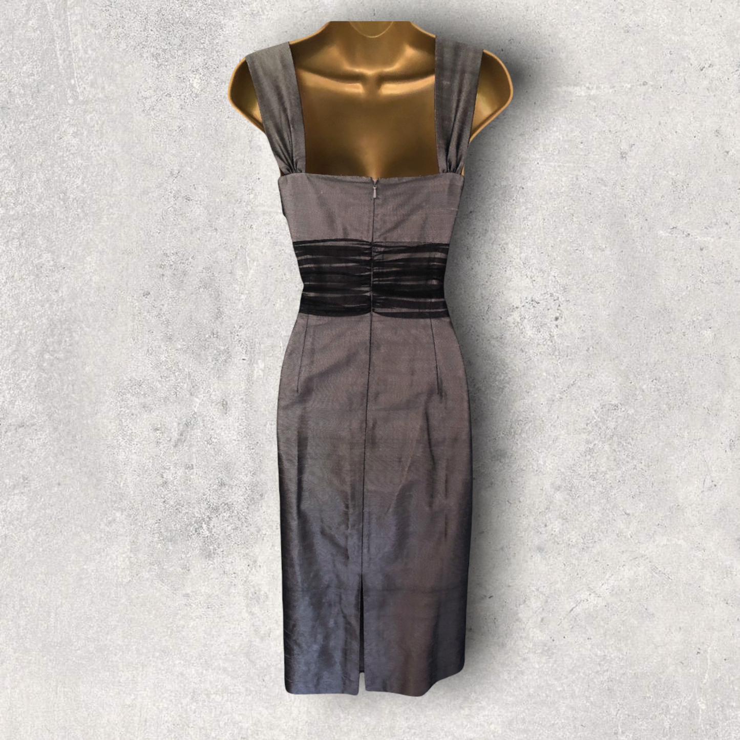 Condici Black Mesh & Grey Wild Silk Dress & Bolero UK 10 US 6 EU 38 Timeless Fashions