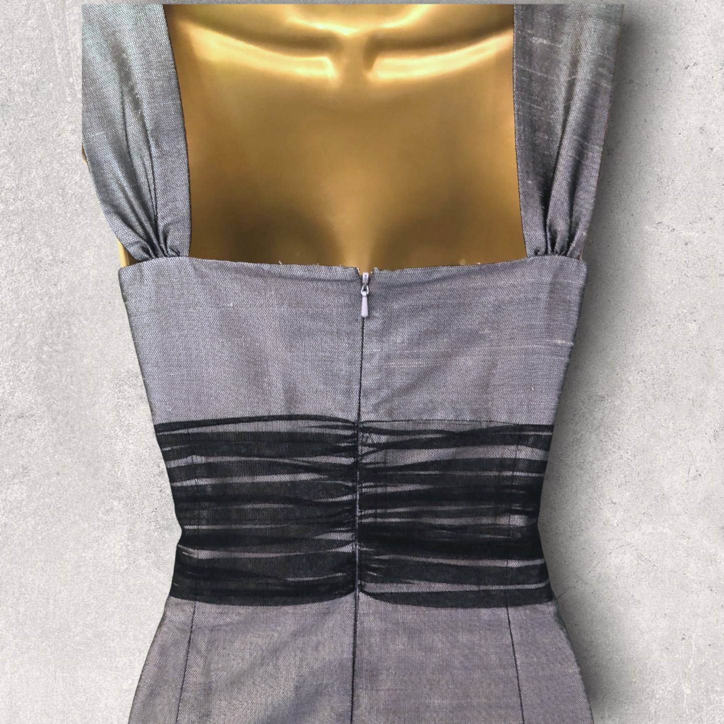 Condici Black Mesh & Grey Wild Silk Dress & Bolero UK 10 US 6 EU 38 Timeless Fashions