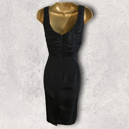 L.K. Bennett Black Silk Sindy Ruched Pencil Dress UK 10 US 6 EU 38 Timeless Fashions