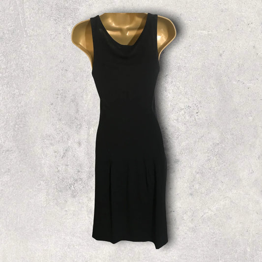 DKNY Donna Karan Women's Black Drop Waist Wool Dress UK 8 US 4 EU 36 - Timelessfashions