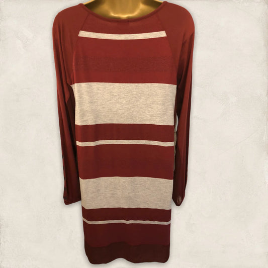Ana Sousa Be Young Maroon Striped Jersey Tunic Dress UK 10 US 6 EU 38 - Timelessfashions