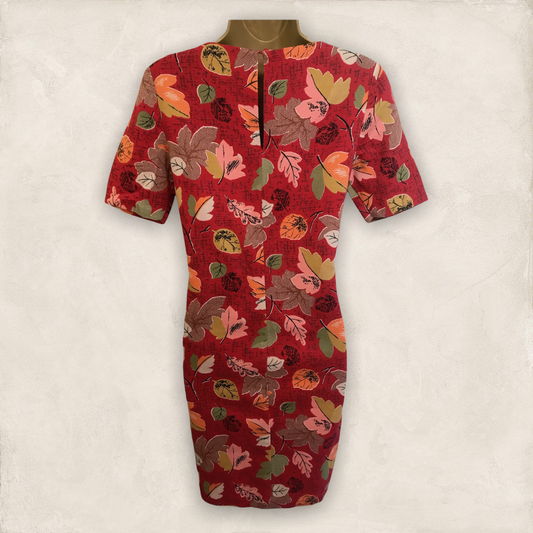 Cath Kidston Women's Red Leaf Print Cotton Dress UK 8 US 4 EU 36 Timeless Fashions