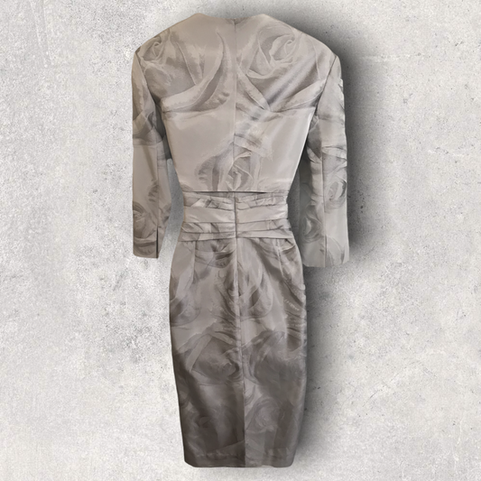 ISPIRATO Silver Grey Floral Special Occasion Outfit UK 8 US 4 EU 36 Timeless Fashions