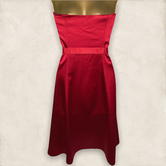 Coast Red Satin & Silk Organza Dress UK 8 US 4 EU 36 - Timelessfashions