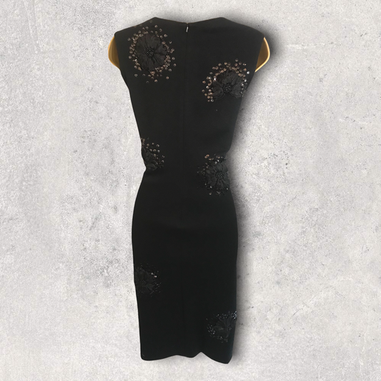 Fenn Wright Manson Ponte Roma Black Wool Dress UK 12 US 8 EU 40 Timeless Fashions