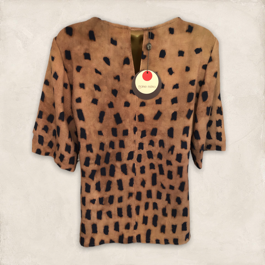 Marie Mero Brown Animal Print Short Sleeve Top UK 10 US 6 EU 38 Timeless Fashions