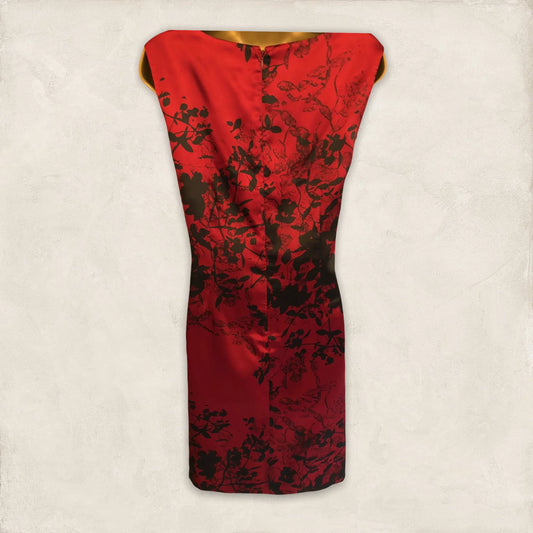 Pomodoro Red & Black Floral Silky Dress UK 16 US 12 EU 44 RRP £79.00 - Timelessfashions