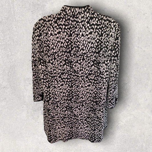 Viyella Womens Black & White Long Jacket UK 14 US 10 EU 42 Timeless Fashions