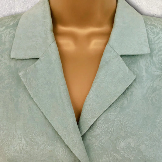 Monsoon Vintage Aqua Green Linen Silk Short Sleeved Top UK 10 US 6 EU 38 - Timelessfashions