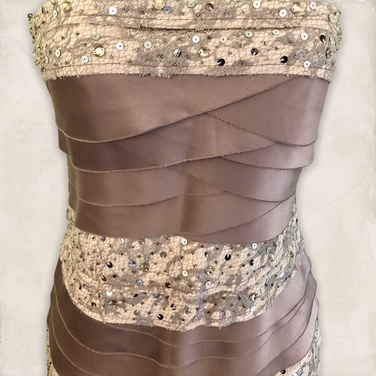 Phase Eight Champagne Kate Sleeveless Layered Lace Dress UK 8 US 4 EU 36 Timeless Fashions